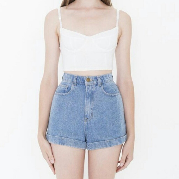 American Apparel High-Waisted Jean Shorts - Picture 3 of 3